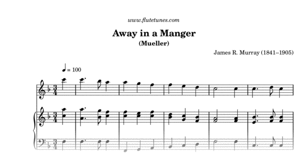 Away In A Manger J R Murray Free Flute Sheet Music Flutetunes Com