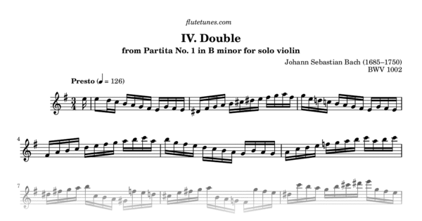Double from Partita No. 1 in B minor for solo violin (J.S. Bach) - Free ...