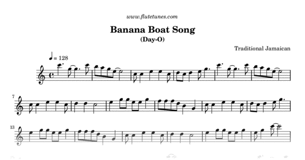 Banana Boat Song (Trad. Jamaican) - Free Flute Sheet Music 