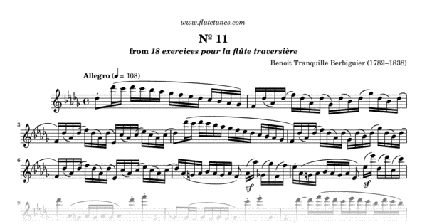Study No. 11 in D-flat major from 18 Exercises or Etudes for Flute (B.T