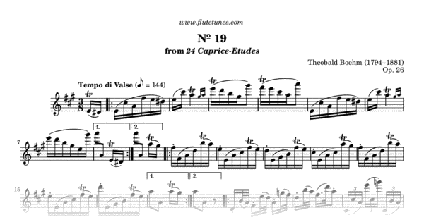 Study No. 19 in A major from 24 Caprice-Etudes (T. Boehm) - Free