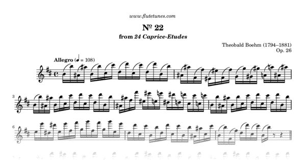 24 Caprices Études For Flute - T. Boehm. Just Flutes