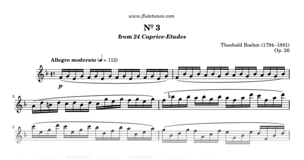 Study No. 3 in F major from 24 Caprice-Etudes (T. Boehm) - Free