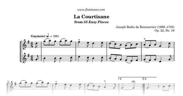 La Courtisane from 55 Easy Pieces (J.B. de Boismortier) - Free Flute