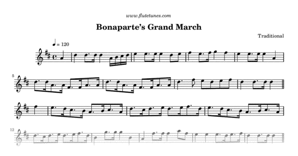 Bonaparte's Grand March (Traditional) - Free Flute Sheet Music