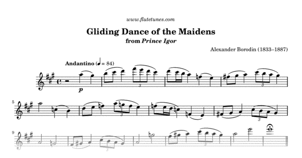 Gliding Dance Of The Maidens From Polovtsian Dances A Borodin Free Flute Sheet Music Flutetunes Com flute tunes