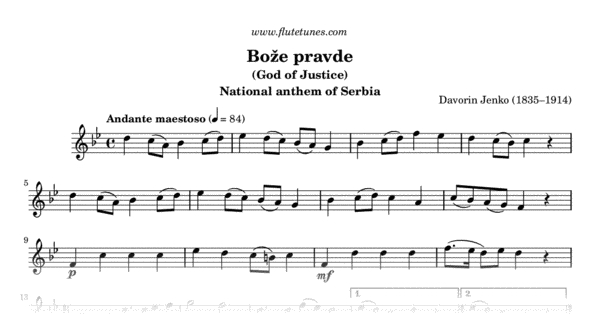Bože pravde (D. Jenko) - Free Flute Sheet Music ... Bože pravde (D. Jenko) - Free Flute Sheet Music ...