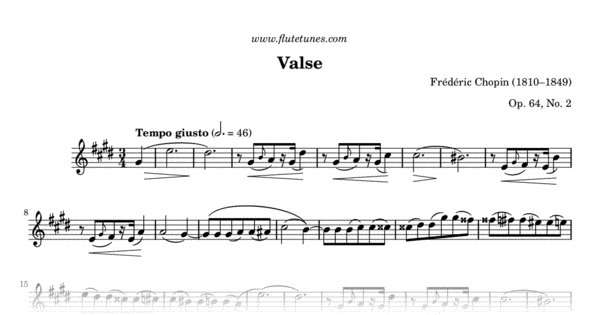 Waltz In C Sharp Minor From Trois Valses Op 64 F Chopin Free Flute Sheet Music Flutetunes Com