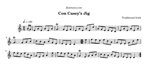 Con Casey's Jig (Trad. Irish) - Free Flute Sheet Music | flutetunes.com con-casey-s-jig-trad-irish-free-flute-sheet-music-flutetunes-com