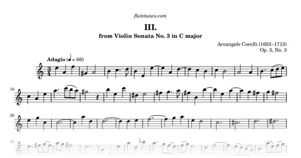 Adagio from Violin Sonata No. 3 in C major (A. Corelli) - Free Flute ...