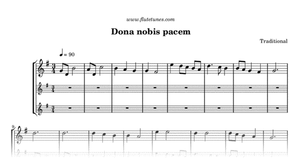 Dona nobis pacem (Traditional) - Free Flute Sheet Music | flutetunes.com