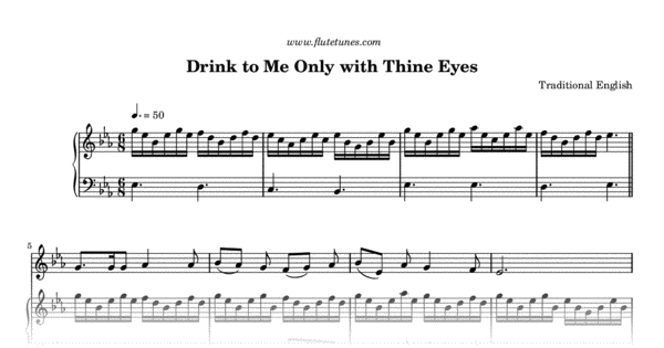 Drink to Me Only with Thine Eyes (Trad. English)  Free Flute Sheet