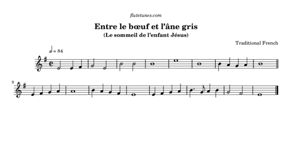 Entre le bœuf et l'âne gris (Trad. French) - Free Flute Sheet Music