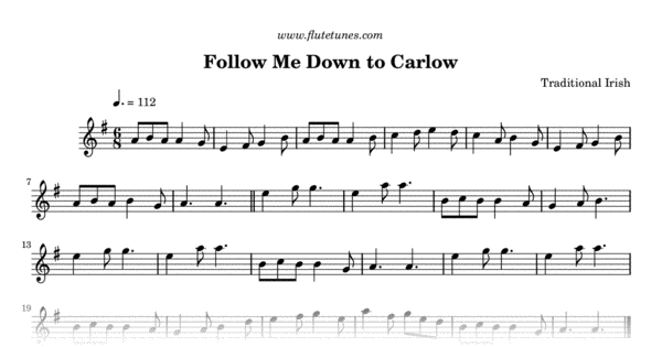 Follow Me Down To Carlow Trad Irish Free Flute Sheet Music Flutetunes Com