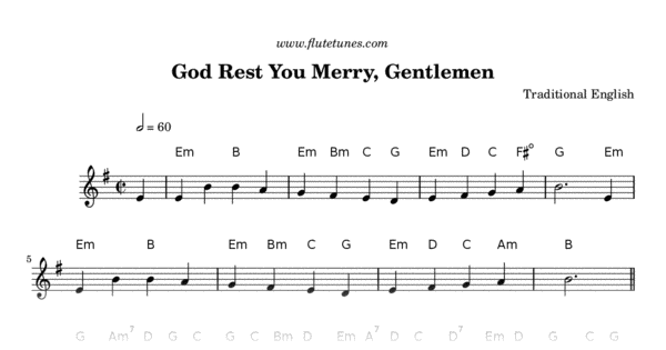God Rest You Merry, Gentlemen (Trad. English) - Free Flute Sheet Music | flutetunes.com
