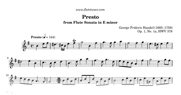 Presto from Flute Sonata No. 1a in E minor (G.F. Handel Presto from Flute Sonata No. 1a in E minor (G.F. Handel
