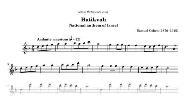 hatikvah sheet music