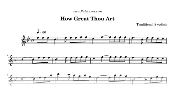 How Great Thou Art Trad Swedish Free Flute Sheet Music Flutetunes Com