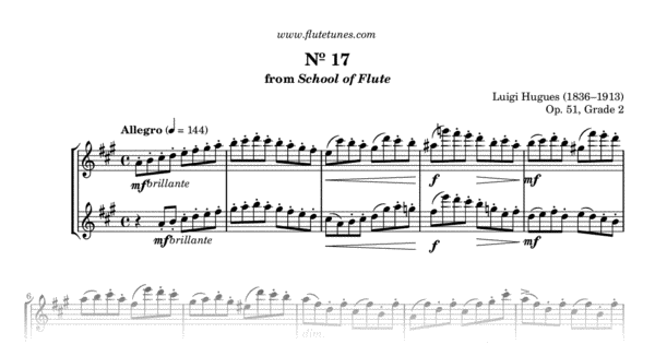Duet No. 17 in A major from School of Flute, Grade 2 (L