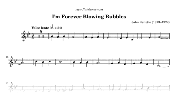 I M Forever Blowing Bubbles Lyrics I'm Forever Blowing Bubbles (J. Kellett) - Free Flute Sheet Music