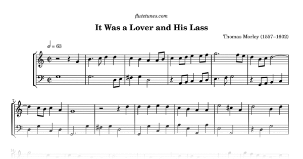 It Was A Lover And His Lass By Thomas Morley Sheet Music For Piano