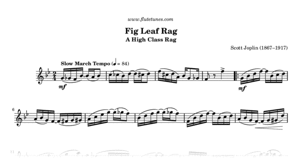 svag hypotese af Fig Leaf Rag (S. Joplin) - Free Flute Sheet Music | flutetunes.com