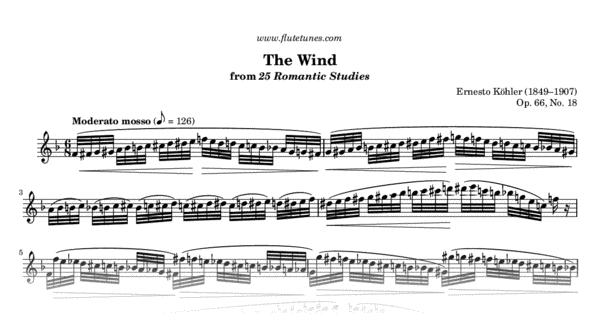 The Wind from 25 Romantic Studies (E. Köhler) - Free Flute Sheet
