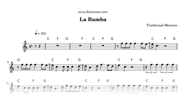 bamba mexican flute sheet tunes flutetunes
