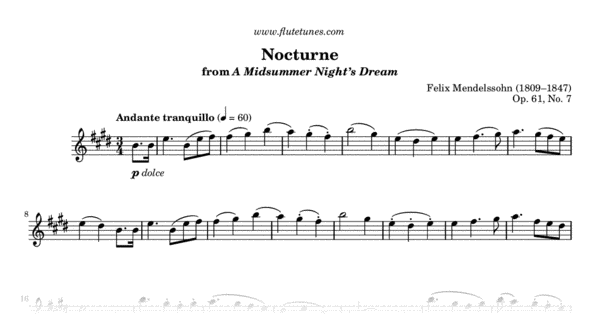 nocturne from a midsummer night 39 s dream f mendelssohn free printable staff paper