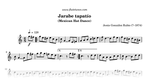mexican hat dance sheet jarabe rubio flutetunes flute