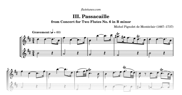 Passacaille from Concert for Two Flutes No. 6 in B minor (M. Pignolet