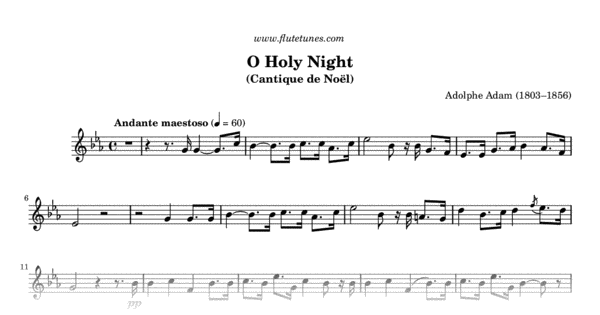 o holy night piano sheet music c major