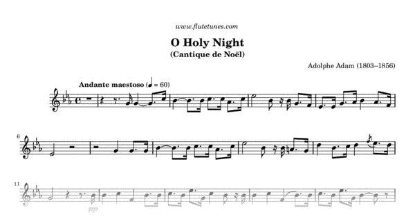 O Holy Night Christmas Carol For Recorder - Free Sheet Music