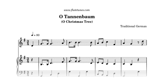 O Tannenbaum (Trad. German) - Free Flute Sheet Music | flutetunes.com