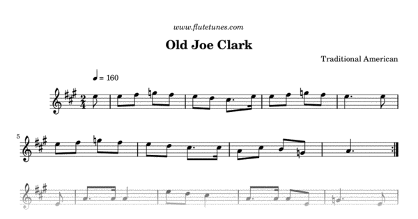 Old Joe Clark Trad. American Free Flute Sheet Music flutetunes