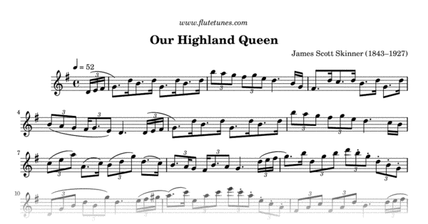 Our Highland Queen J S Skinner Free Flute Sheet Music