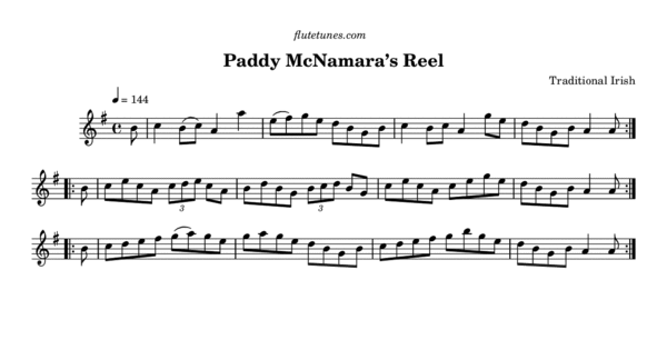 Paddy McNamara's Reel (Trad. Irish) - Free Flute Sheet Music |  flutetunes.com