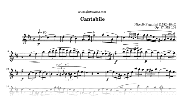 cantabile n paganini free flute sheet music free printable staff paper