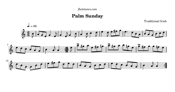 Palm Sunday (Trad. Irish) - Free Flute Sheet Music | flutetunes.com