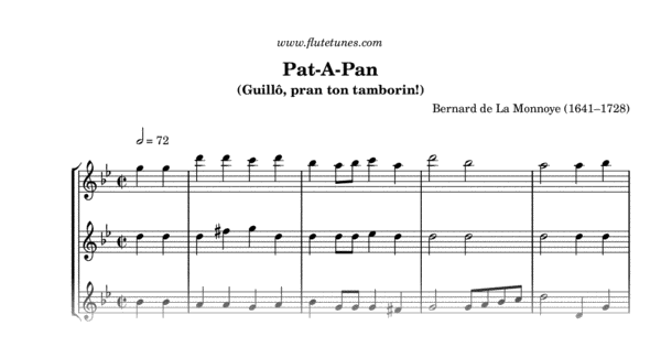 Pat-A-Pan (B. de La Monnoye) - Free Flute Sheet Music ...