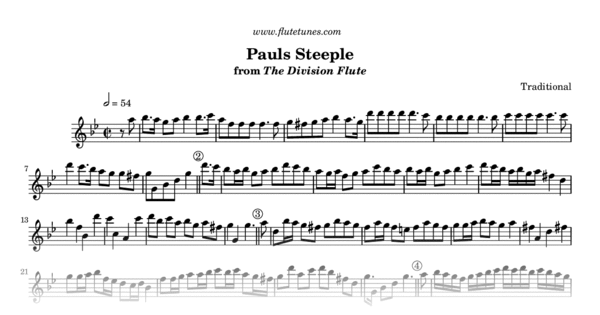 Pauls Steeple from The Division Flute Part I Traditional Free Flute Sheet Music flutetunes
