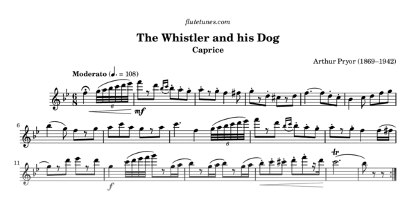 The Whistler and his Dog (A. Pryor) - Free Flute Sheet Music 