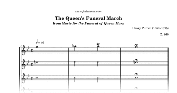 Silla quiero boleto The Queen's Funeral March from Music for the Funeral of Queen Mary (H.  Purcell) - Free Flute Sheet Music | flutetunes.com