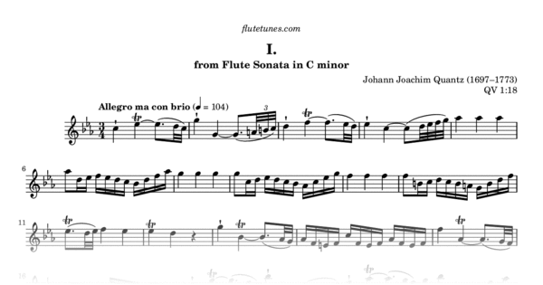 Allegro ma con brio from Flute Sonata in C minor, QV 1:18