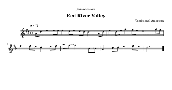 Red River Valley (Trad. American) Free Sheet Music | flutetunes.com