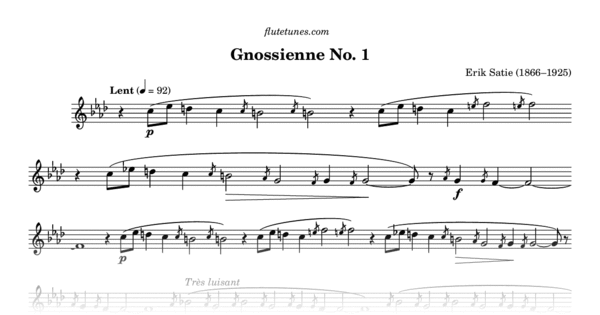 Gnossienne No. 1, Satie - Partition de Piano à télécharger