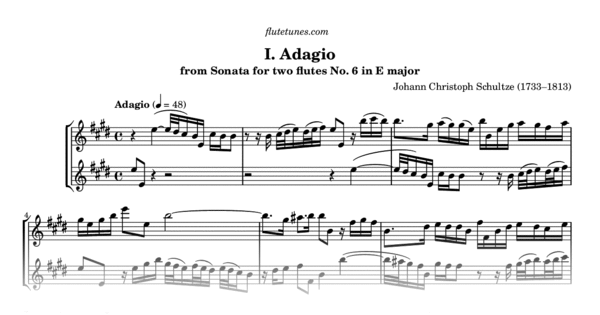 Adagio from Sonata for Two Flutes No. 6 in E major (J.C. Schultze ...