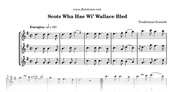 Scots Wha Hae Wi Wallace Bled Trad Scottish Free Flute Sheet