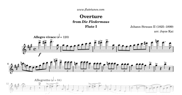 Overture From Die Fledermaus J Strauss Ii Free Flute Sheet Music Flutetunes Com