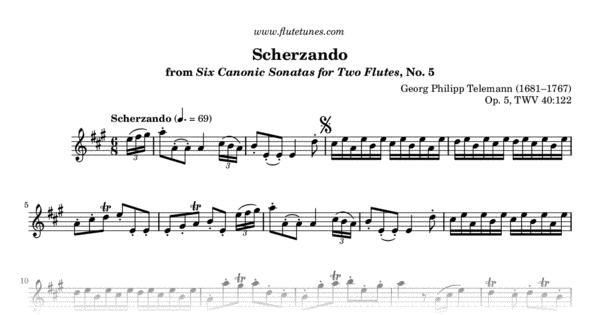 Scherzando from Six Canonic Sonatas for Two Flutes, No. 5 (G.P.